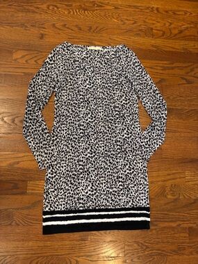 Black and White Printed Long Sleeve Dress XS Michael Kors